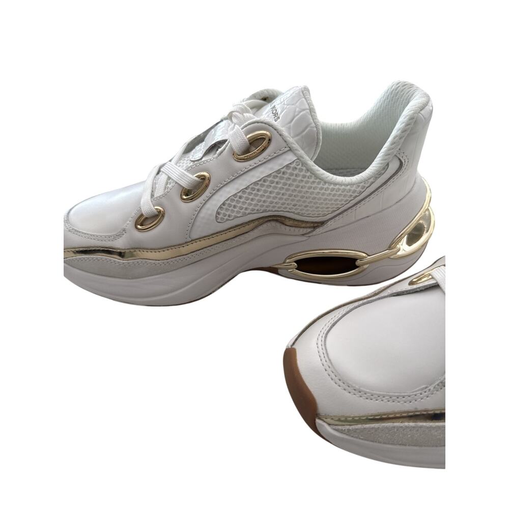 Michael Kors Toni Trainer Size 7 US Women In White & Gold - Brand New - Picture 3 of 8